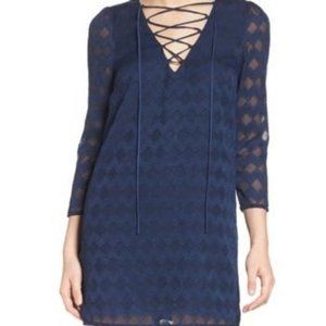 Ali & Jay NWT Navy Lace Up Chevron Lined Dress